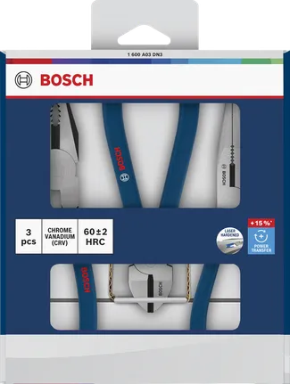Bosch钳子套装 3 件，带浸胶防滑手柄。
