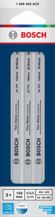 Bosch150 毫米 24 TPI 双金属钢锯条，3 片装。