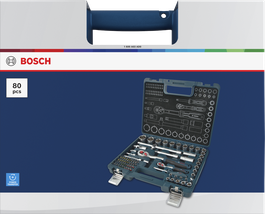 Bosch1/4" + 1/2" 棘轮扳手套装 80 件装（含工具箱）。