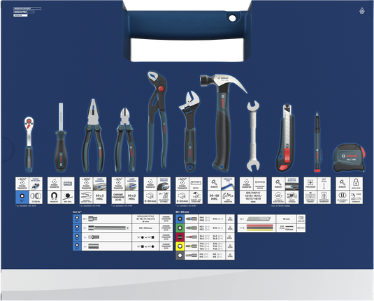 Bosch手动工具混合套装 89 件，带工具箱。