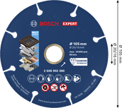 BoschEXPERT 金属金刚石切割片 105 毫米，适用于多种材料。