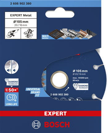 BoschEXPERT 金属金刚石切割片 105 毫米，适用于金属切割。
