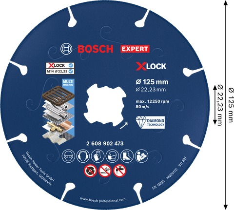 BoschEXPERT 金属金刚石切割片 X-LOCK 125 毫米。
