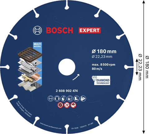 BoschEXPERT 金属金刚石切割片 180 x 22.23 毫米。