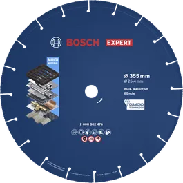 BoschEXPERT 金属金刚石切割片 355 毫米，适用于多种材料。