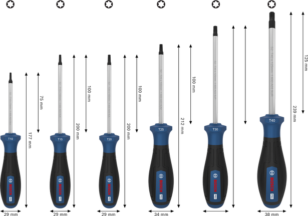 BoschPRO TX 螺丝刀套装 6 件，带 S2 轴。