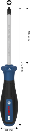 BoschPRO PZ2 x 100 毫米螺丝刀，带人体工程学手柄。