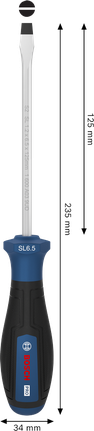BoschPRO SL 螺丝刀 1.2 x 6.5 x 125 毫米，带人体工程学手柄。