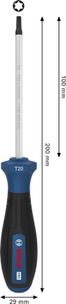 BoschPRO 螺丝刀 TX20 x 100 毫米，带人体工程学手柄。