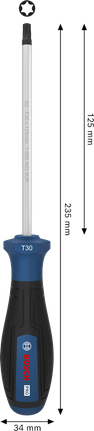 BoschPRO 螺丝刀 TX30 x 125 毫米，带人体工程学手柄。
