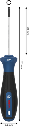 BoschPRO H2 x 60 毫米螺丝刀，带人体工程学手柄。