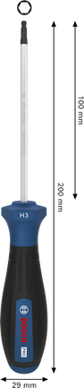BoschPRO H3 x 100 毫米螺丝刀，带人体工程学手柄。