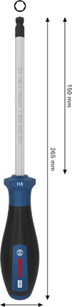 BoschPRO H8 x 150 毫米螺丝刀，带人体工程学手柄。