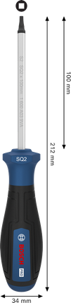 BoschPRO SQ2 x 100 毫米螺丝刀，带人体工程学手柄。