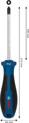 BoschPH2 x 100 毫米螺丝刀，带人体工程学手柄。