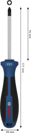 BoschPZ1 x 75 毫米螺丝刀，带人体工程学手柄。