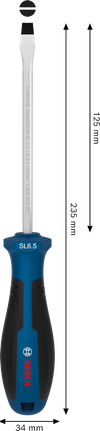 BoschSL 1.2 x 6.5 x 125 毫米螺丝刀，带人体工程学手柄。