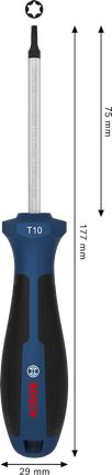 BoschTX10 x 75 毫米螺丝刀，带人体工程学手柄。
