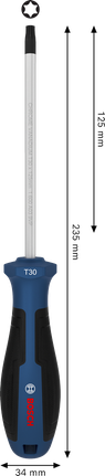 BoschTX30 x 125 毫米螺丝刀，带人体工程学手柄。