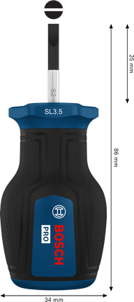 BoschPRO 短柄螺丝刀 SL 0.6 x 3.5 x 25 毫米。