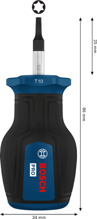 BoschPRO 短柄螺丝刀 TX10 x 25 毫米，带人体工程学手柄。