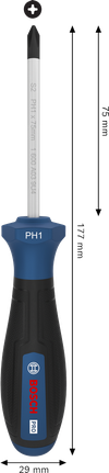 BoschPRO PH1 x 75 毫米螺丝刀，带人体工程学手柄。