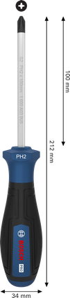 BoschPRO PH2 x 100 毫米螺丝刀，带人体工程学手柄。