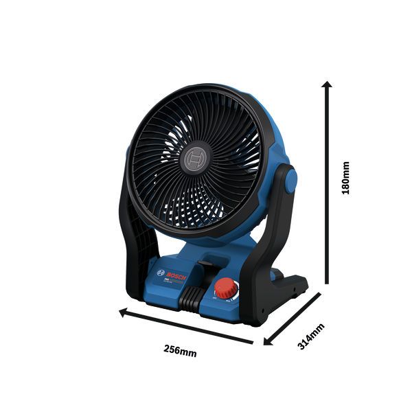 BoschGVF18V-400 无绳工地风扇，尺寸规格。