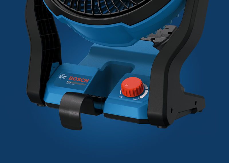 BoschGVF18V-400 无绳工地风扇，带控制旋钮。