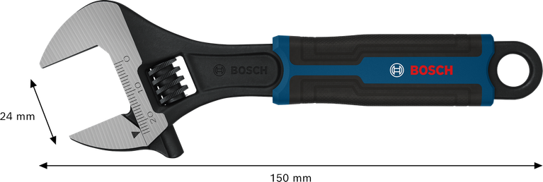 Bosch可调扳手 150 毫米，开口 24 毫米。
