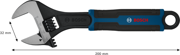 Bosch可调扳手 200 毫米，钳口开口 32 毫米。