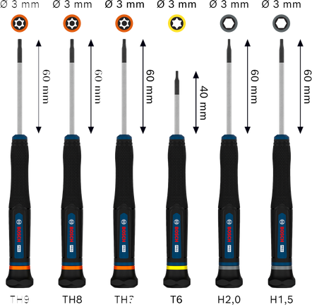 BoschPRO 精密螺丝刀套装 TX/TH/H，6 件套