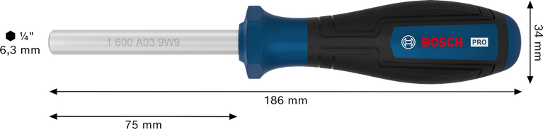 BoschPRO 六角柄螺丝刀，1/4 英寸六角杆。