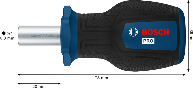BoschPRO 短柄螺丝刀，带人体工程学手柄。
