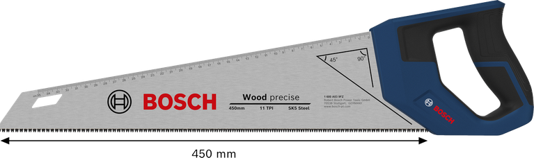 Bosch手锯 450 毫米 11 TPI SK5 钢材，用于木材切割。