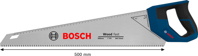 Bosch手锯，550毫米，7齿/英寸，用于木材切割。
