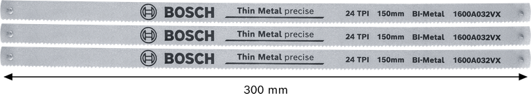 Bosch150 毫米双金属薄金属锯条，24 TPI。