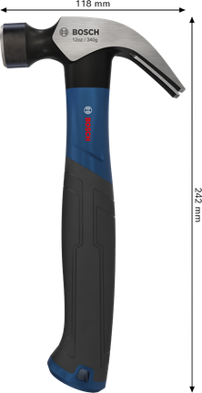 Bosch羊角锤 12 盎司，带弯曲碳钢锤头。