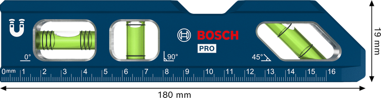 BoschPRO Billet Torpedo 水平仪 180 毫米，带磁性底座。