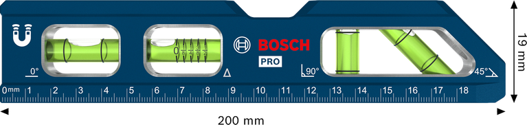BoschPRO Billet Torpedo 水平仪 200 毫米，带磁性底座。