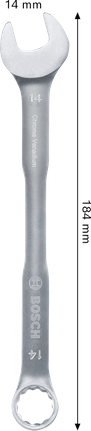 Bosch14 毫米铬钒钢组合扳手。