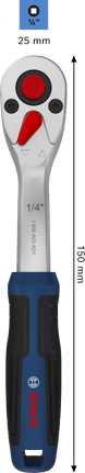 Bosch1/4 英寸棘轮扳手 150 毫米 铬钒钢。