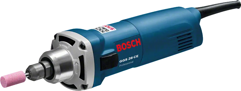 BoschGGS 28 CE 直磨机，带磨削钻头。