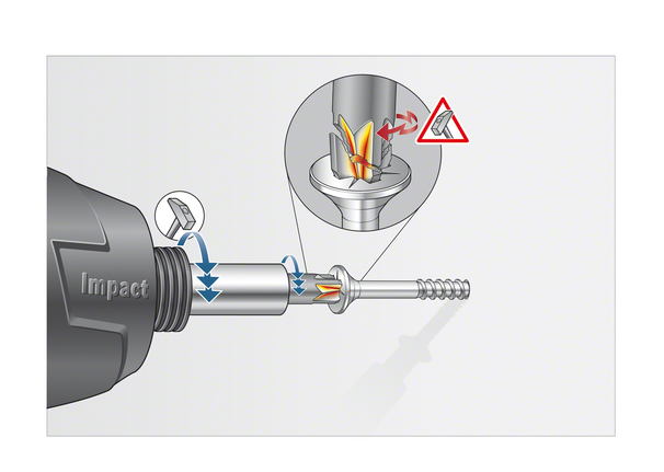 冲击起子上的高亮标记钻头正从磁性尖端上取下。